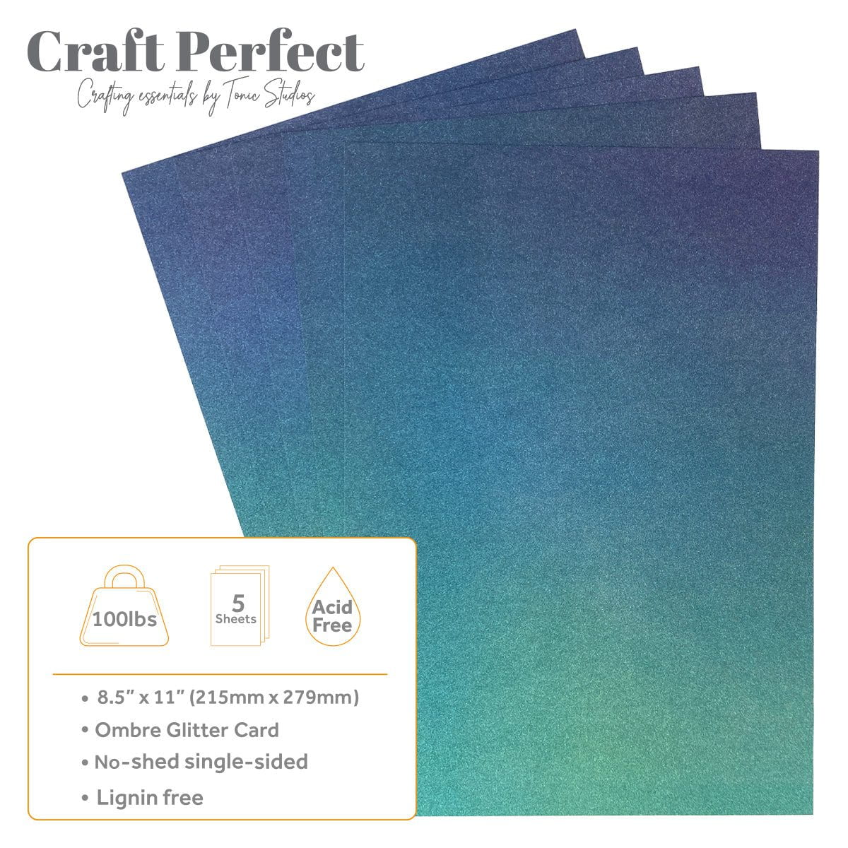 Craft Perfect Glitter Ombre Cardstock Pack