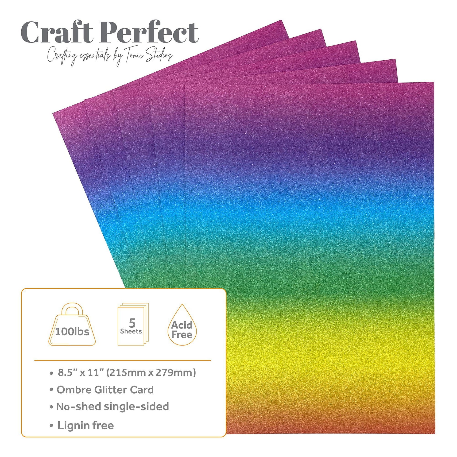Craft Perfect Glitter Ombre Cardstock Pack
