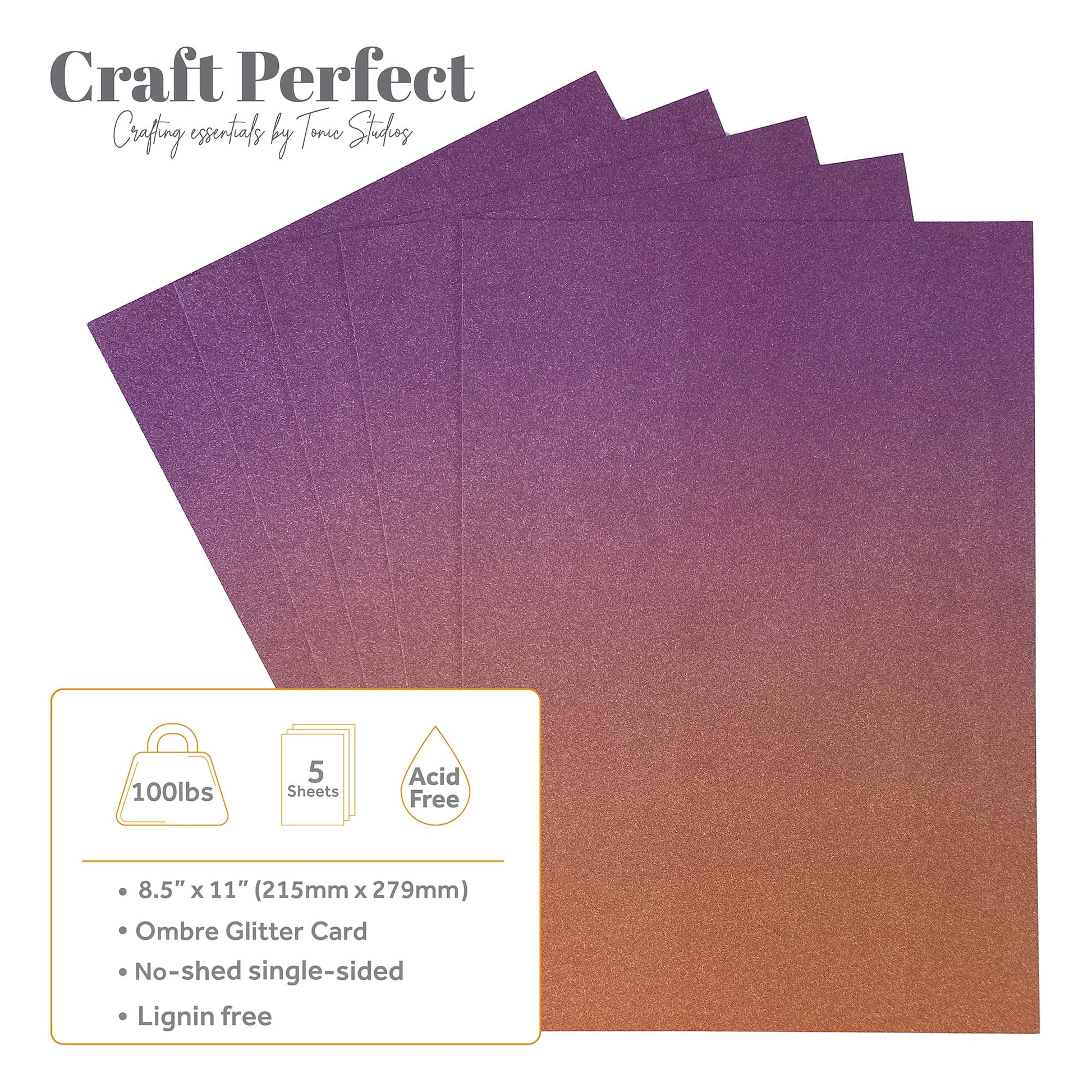 Craft Perfect Glitter Ombre Cardstock Pack