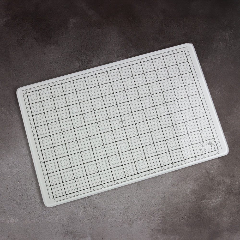 Tim Holtz White Glass Media Mat with Full Work Surface Grid