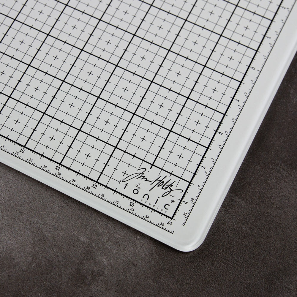 Tim Holtz White Glass Media Mat with Full Work Surface Grid