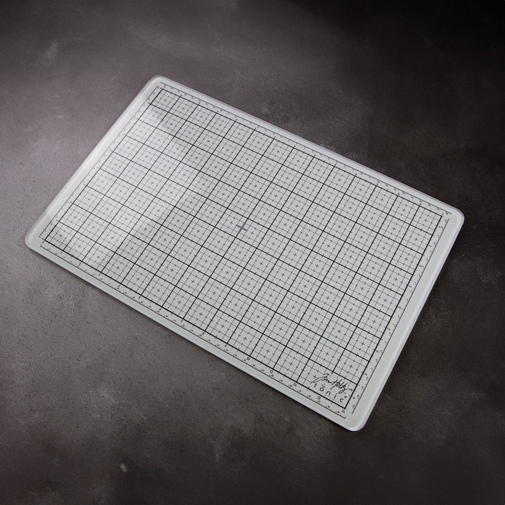 Tim Holtz White Glass Media Mat with Full Work Surface Grid