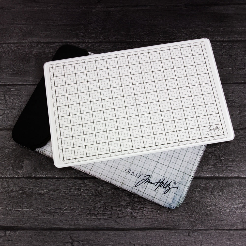 Tim Holtz White Glass Media Mat with Full Work Surface Grid