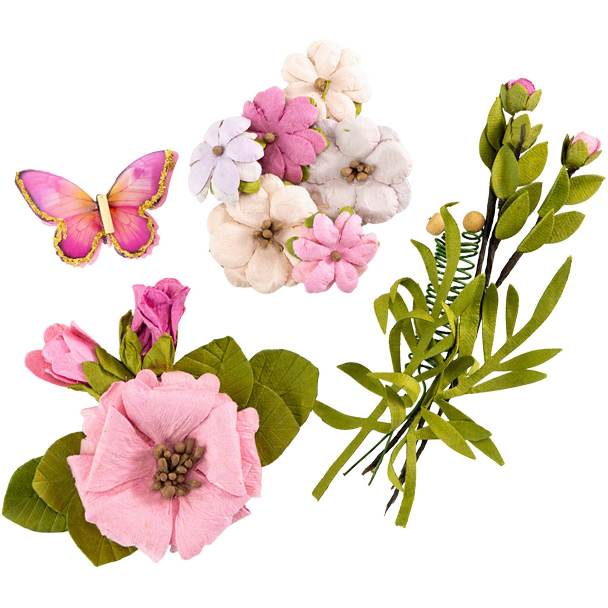 Sierra Mixed Paper Flowers and Butterfly from Little Birdie