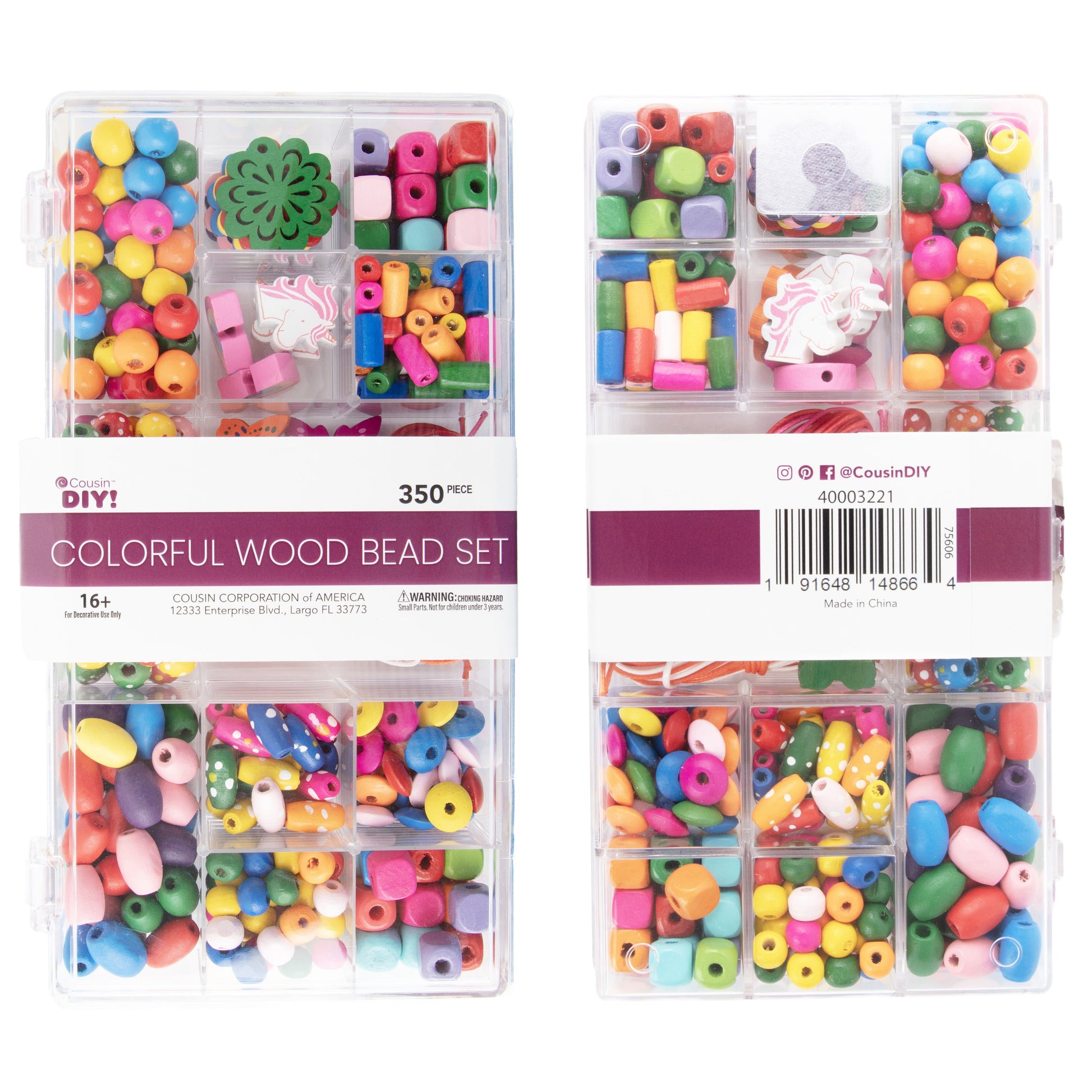 Colorful Wood Bead Box from CousinDIY , 350 pieces