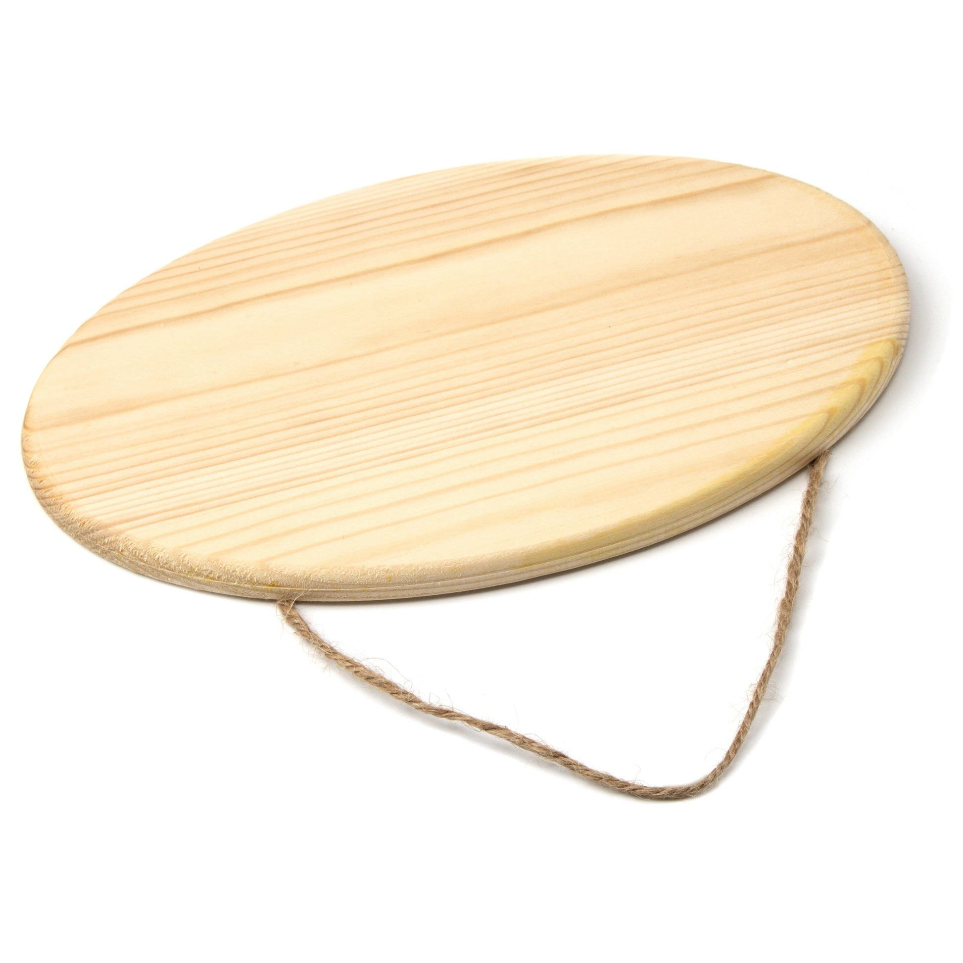 Unfinished 9.75" x 6.63" Oval Wood Plaque with Jute Hanger
