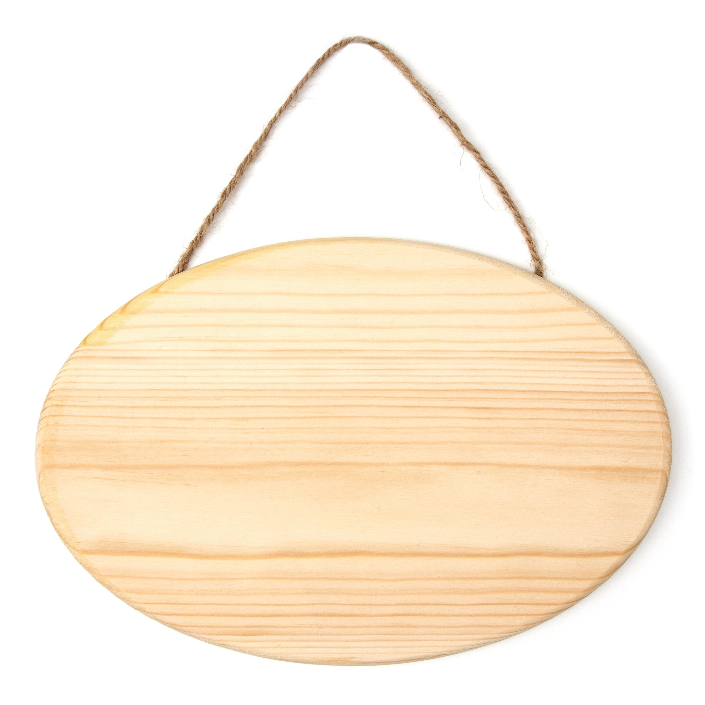 Unfinished 9.75" x 6.63" Oval Wood Plaque with Jute Hanger