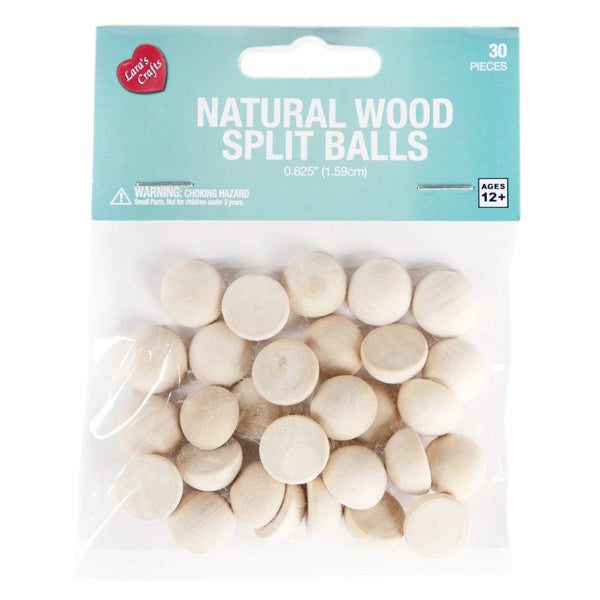 0.625" Natural Wood Split Balls from CousinDIY, 30 pack