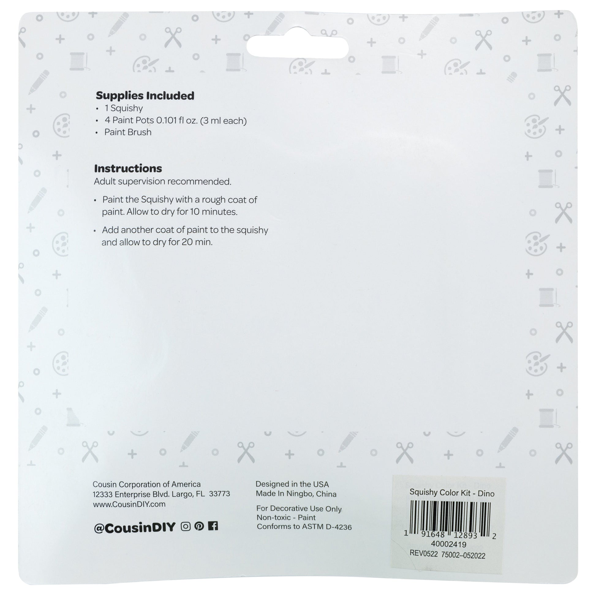 Paint Your Own Squishy Dinosaur Kit from CousinDIY