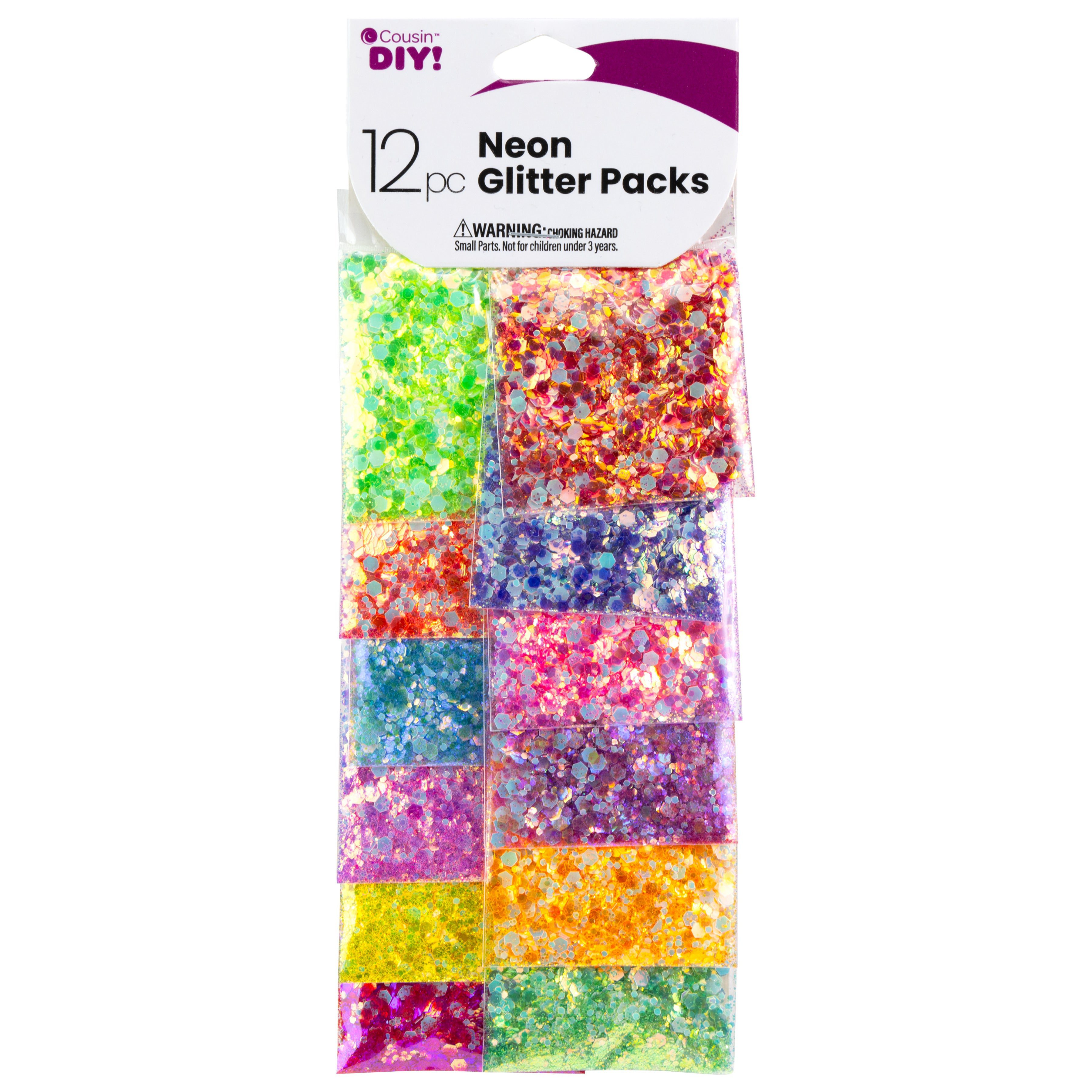 CousinDIY 12-Color Neon Glitter Multipack