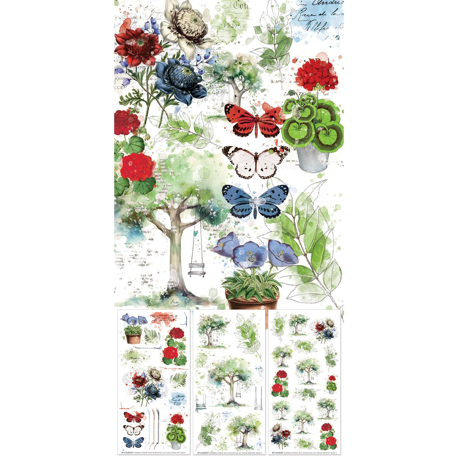 49 and Market Summer Porch Rub-on Transfer Set