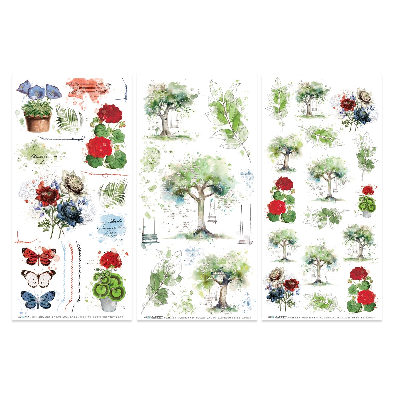 49 and Market Summer Porch Rub-on Transfer Set
