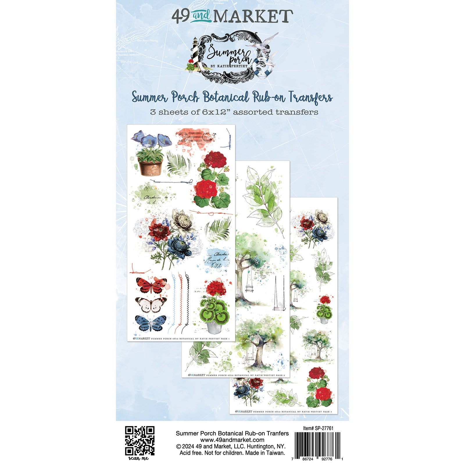 49 and Market Summer Porch Rub-on Transfer Set