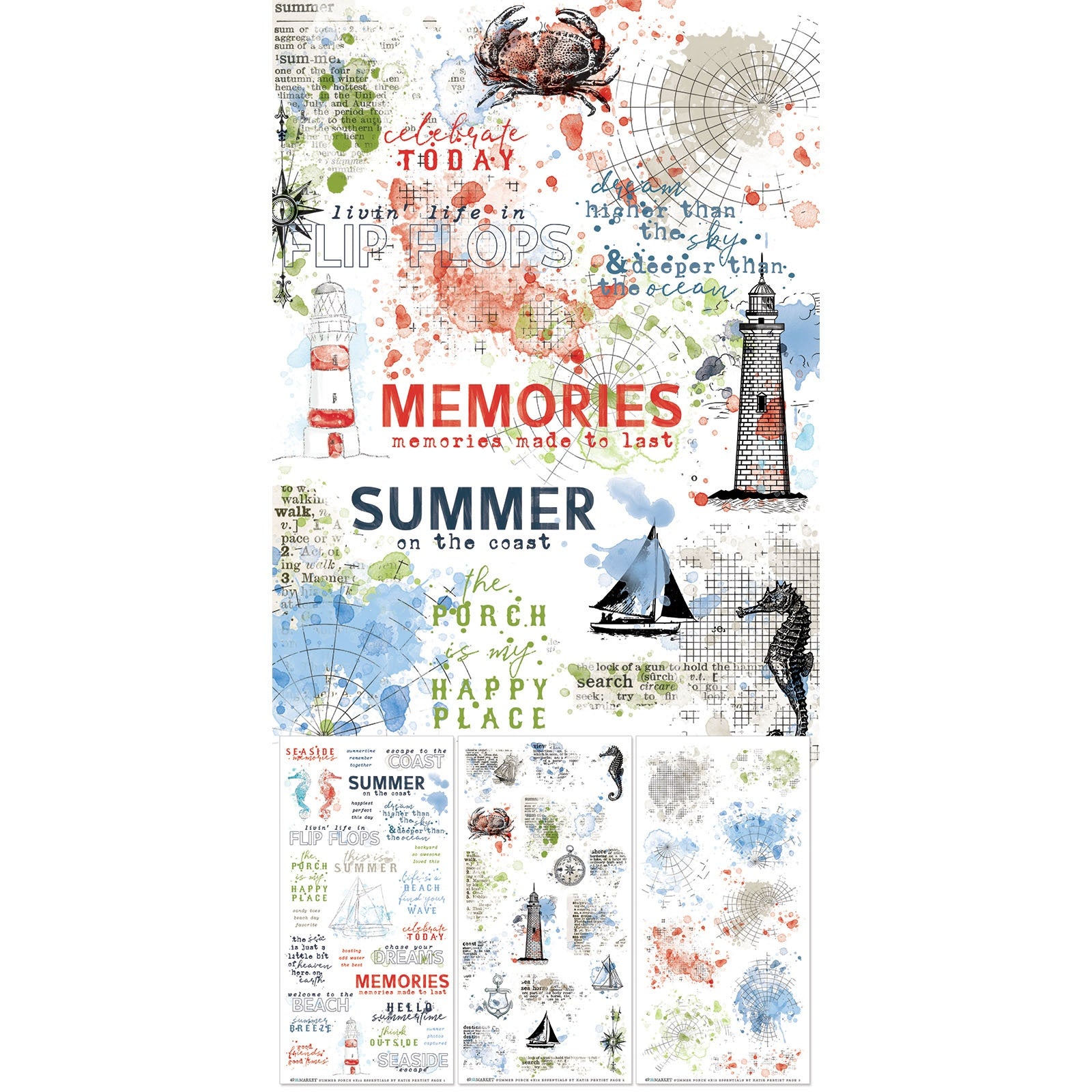 49 and Market Summer Porch Rub-on Transfer Set