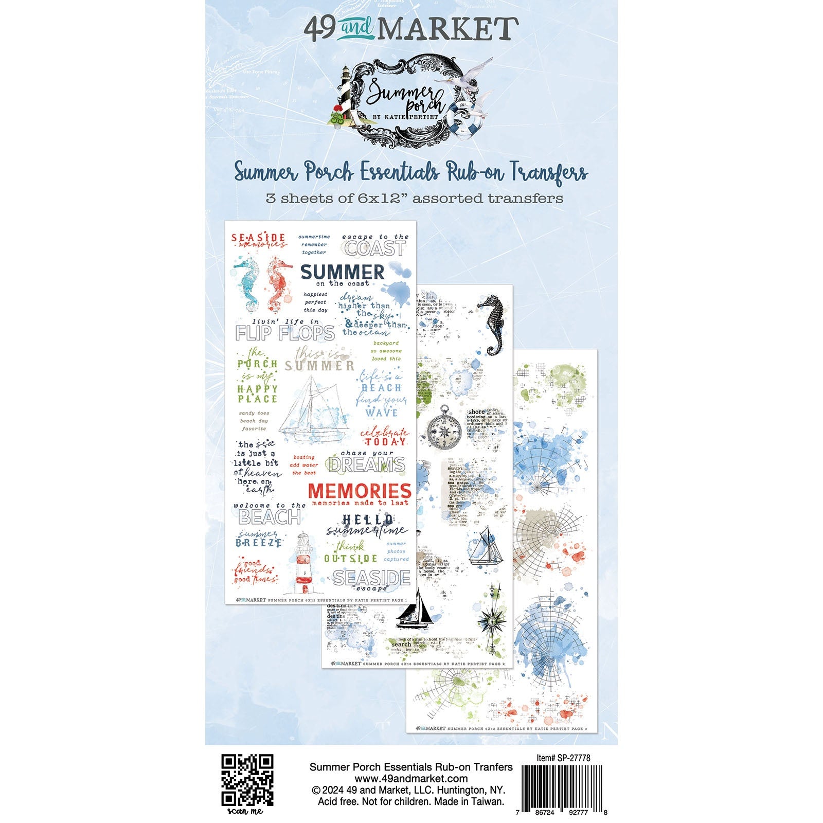 49 and Market Summer Porch Rub-on Transfer Set