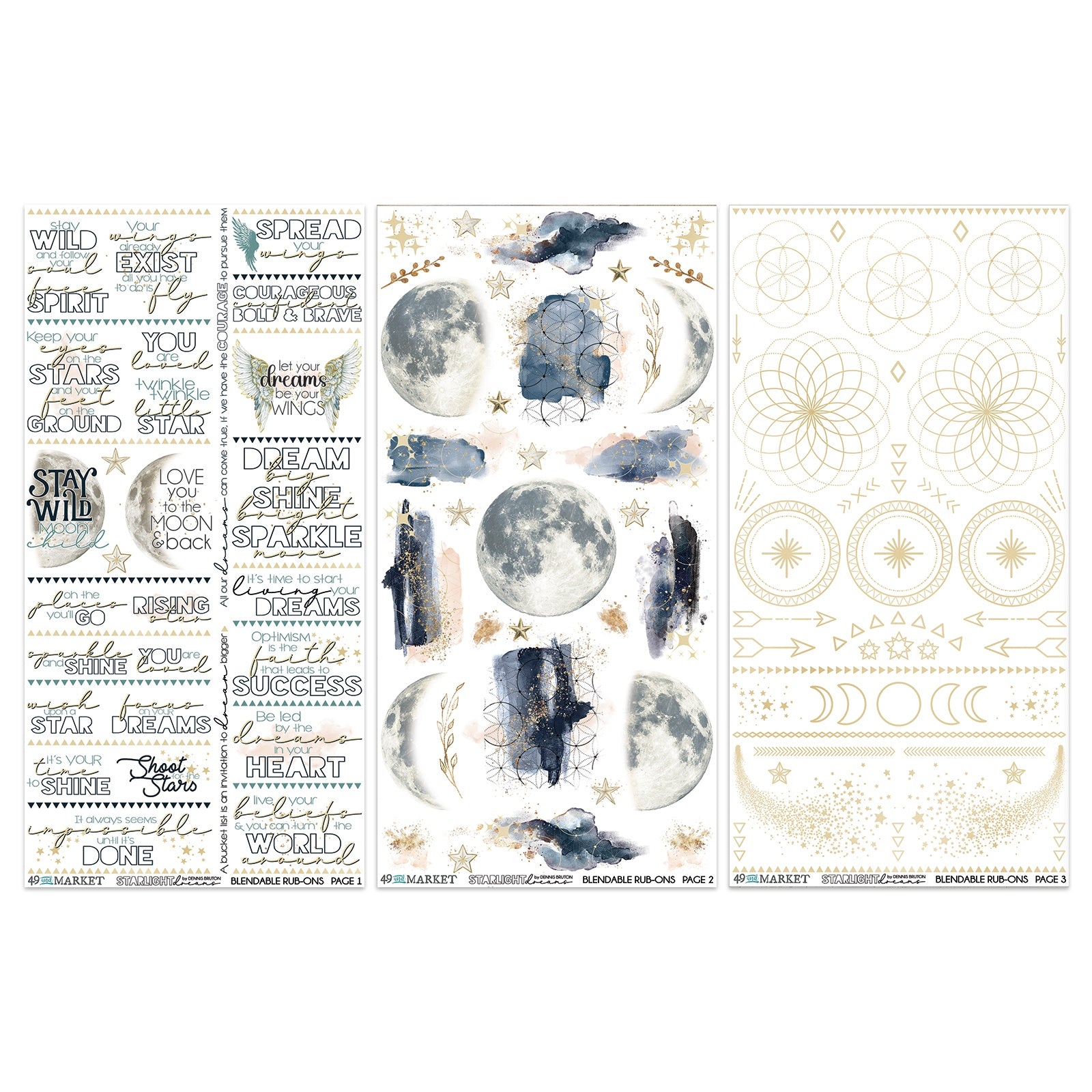 49 And Market Starlight Dreams Rub-On Transfer Set