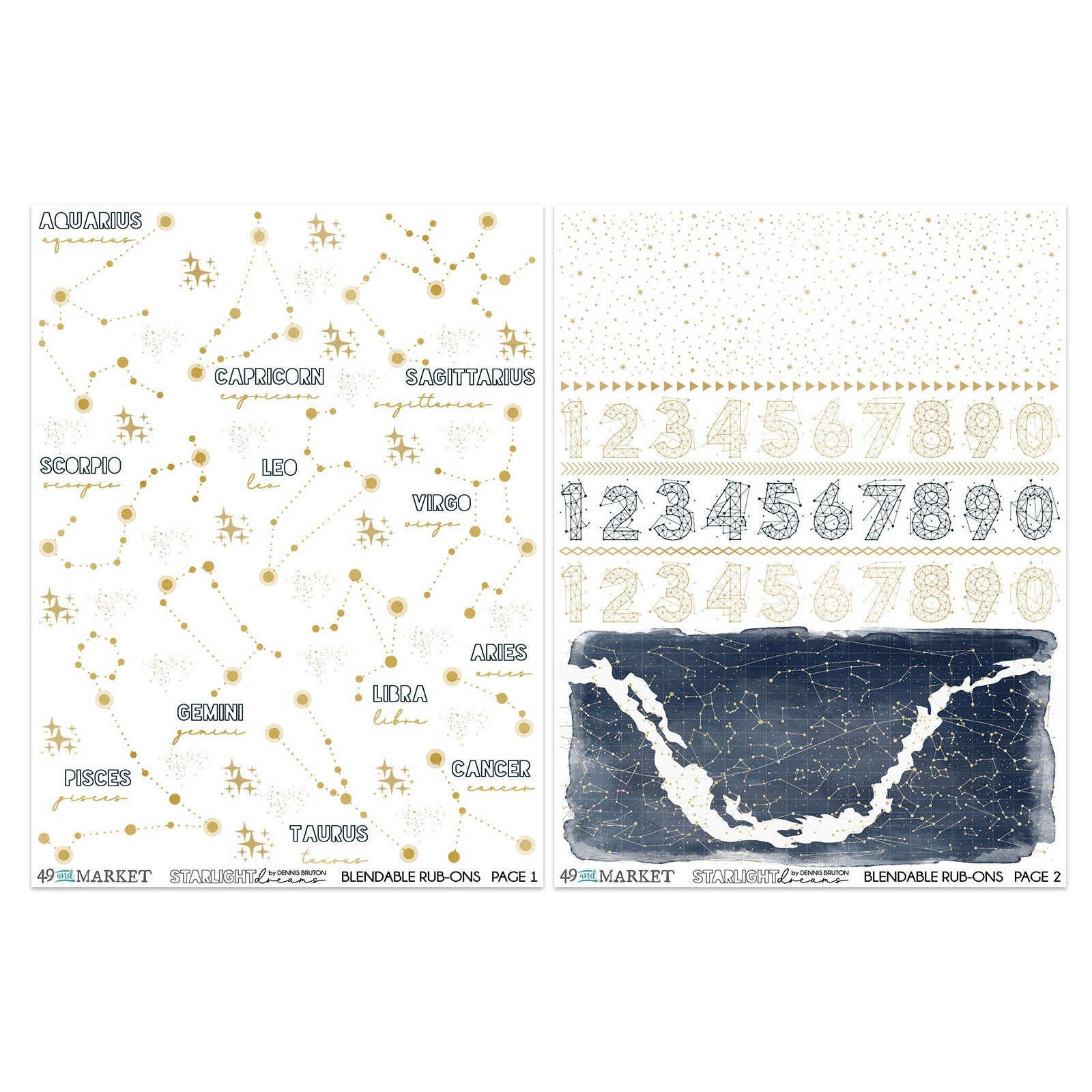 49 And Market Starlight Dreams Rub-On Transfer Set