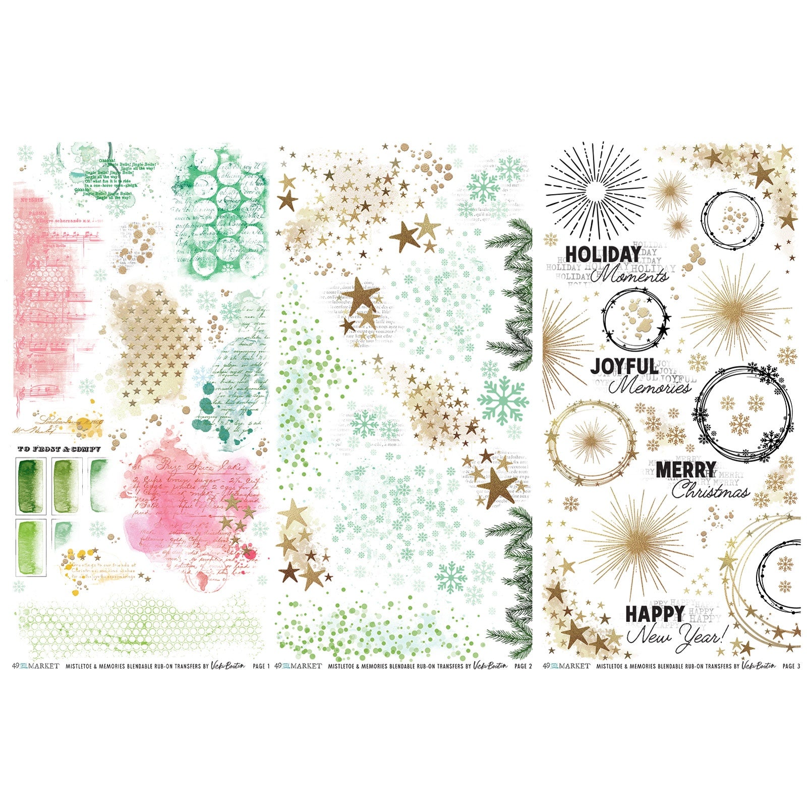 49 And Market Christmas Themed Rub-On Transfer Set