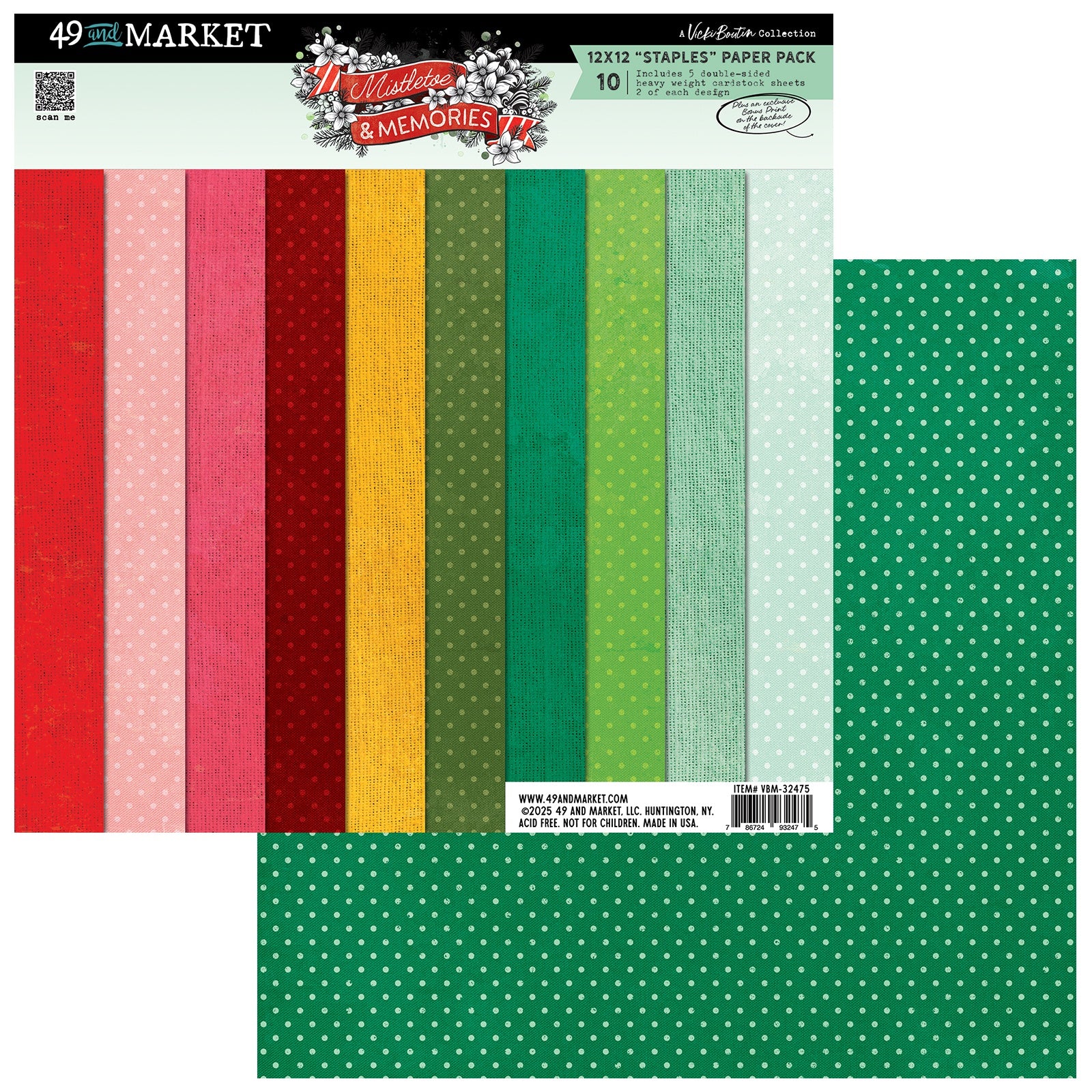 49 And Market Vicki Boutin Mistletoe and Memories 12x12" Cardstock - 10 sheets