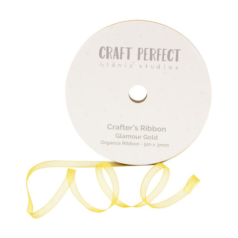 Craft Perfect Organza Ribbon 3.2mmX5m-Christmas Magic - Glamour Gold