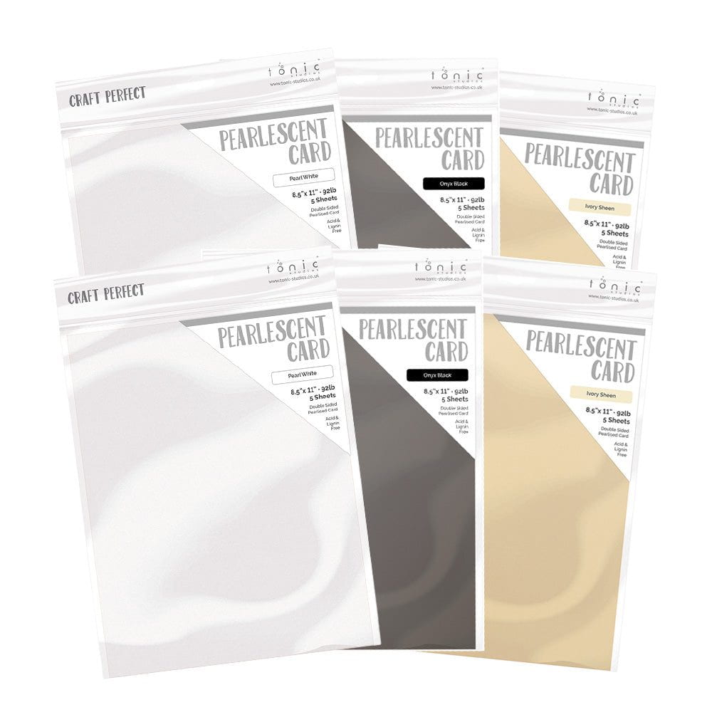 Craft Perfect Pearlescent Cardstock Bundle - Onyx, Ivory and Pearl