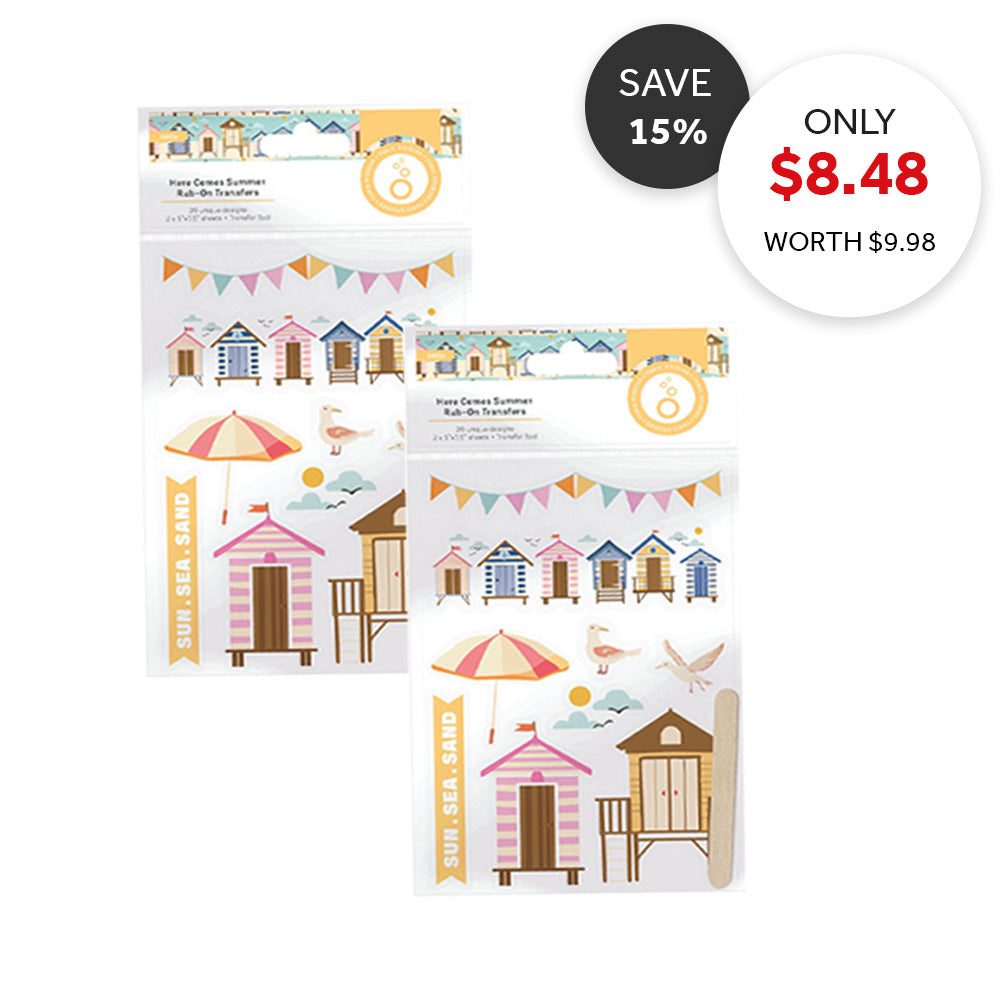 Here Comes Summer Rub-On Transfers - 2 Pack