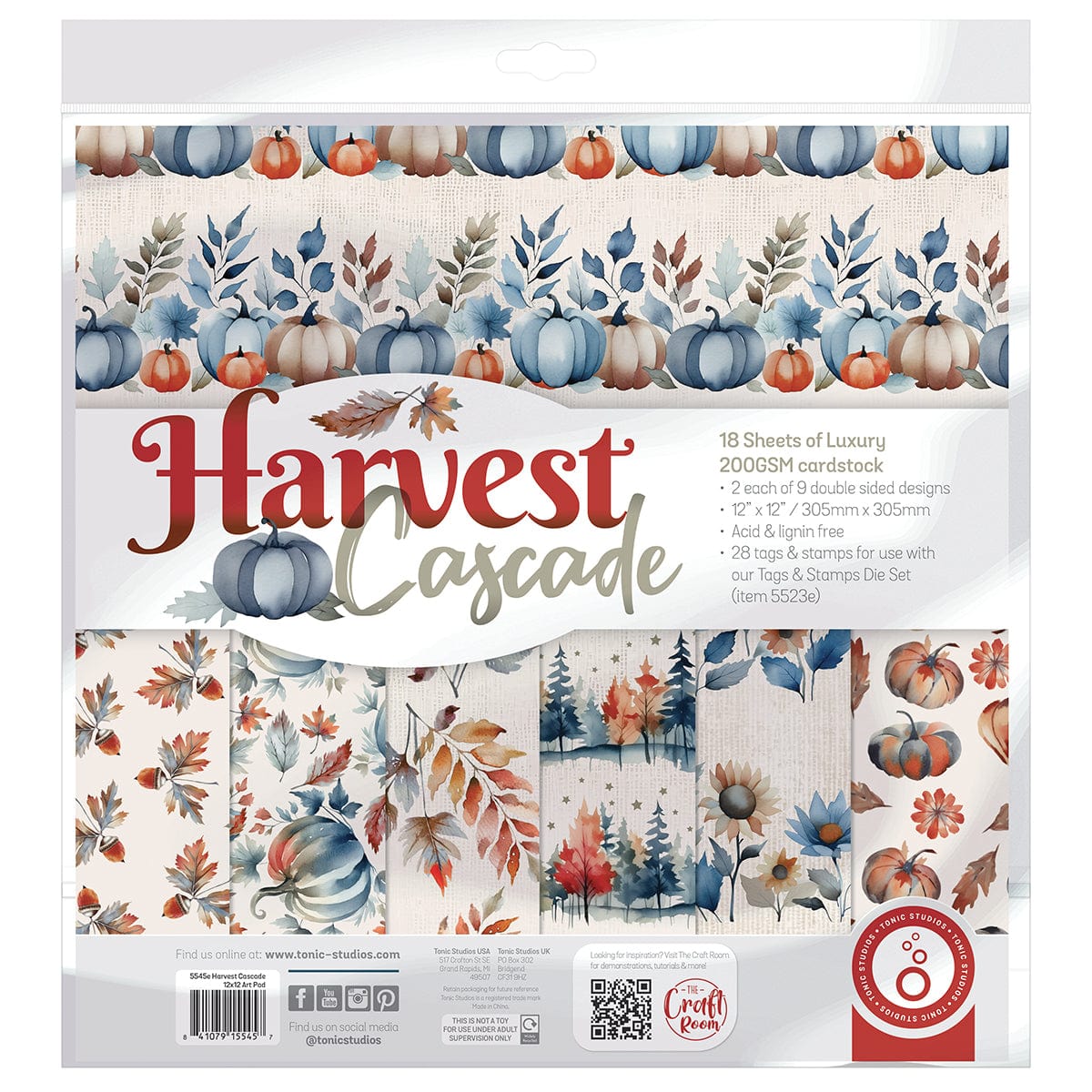 Harvest Cascade Patterned Paper Pad Collection Tonic Studios USA