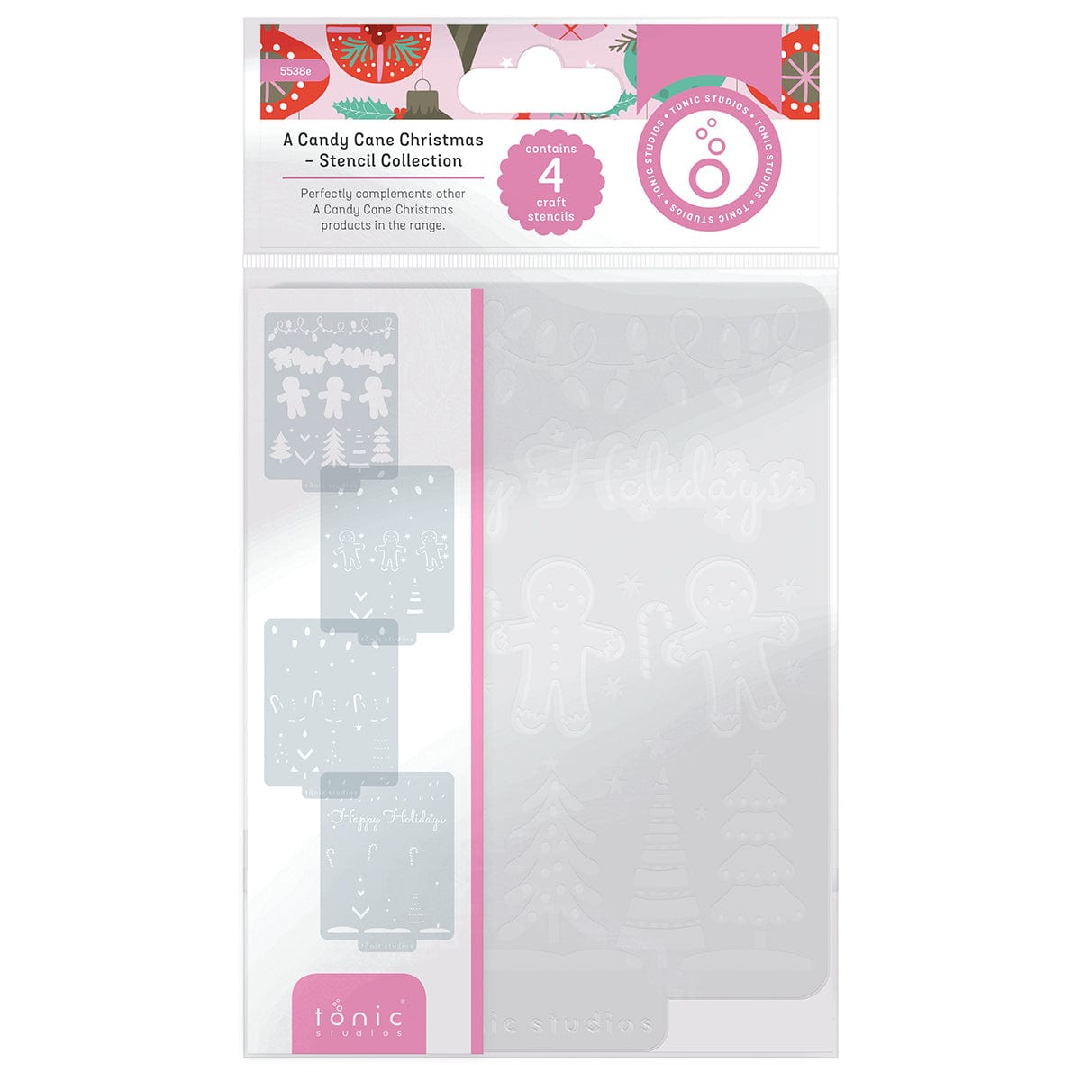 Tonic Studios Die Cutting A Candy Cane Christmas 4 Stencil Set - 5538e