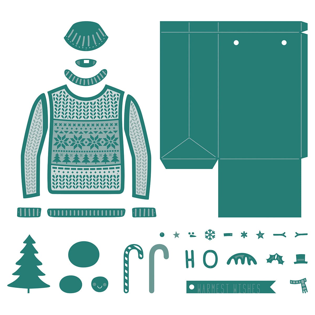 Tonic Studios Teal Hat Box Jolly Jingles Gift Bag Die Set – Tonic