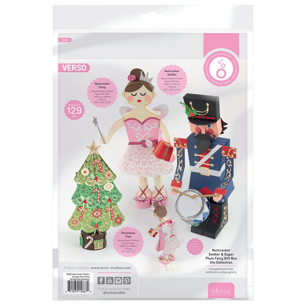 Tonic Studios Die Cutting Nutcracker Soldier & Sugar Plum Fairy Gift Box Die Collection - 5867e