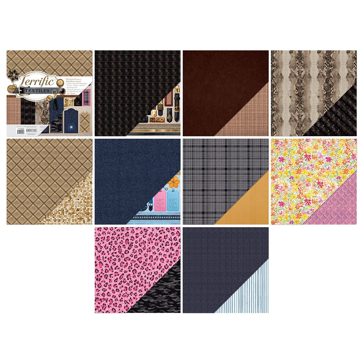 Tonic Studios Die Cutting Terrific Textiles 12" x 12" Patterned Paper Pad - 6047e