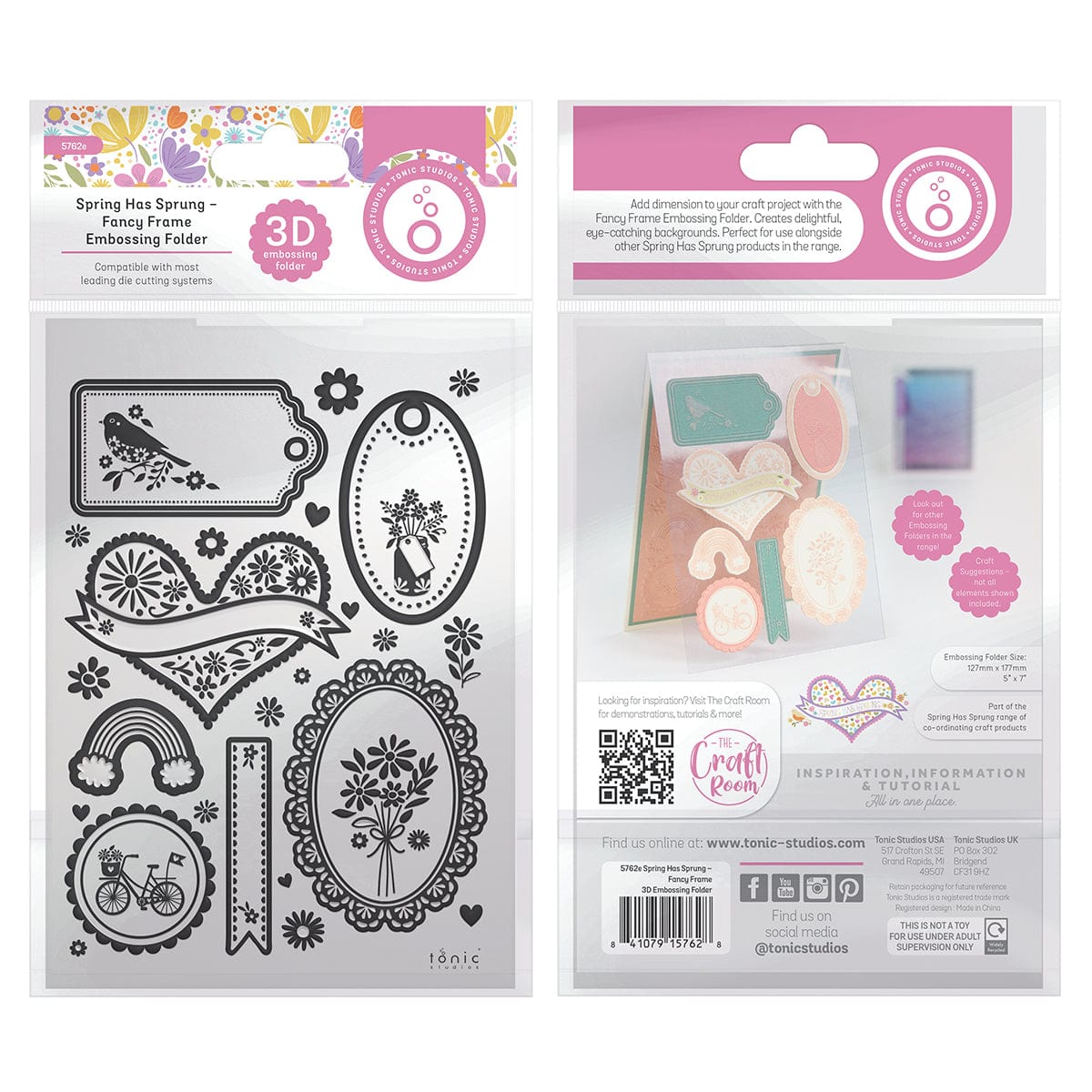 Tonic Studios Embossing Folder Spring Has Sprung - Fancy Frame 3D Embossing Folder - 5762e