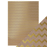 Load image into Gallery viewer, Craft Perfect - Foiled Kraft Card A4 - Golden Zig Zag (5/PK) - 9340e