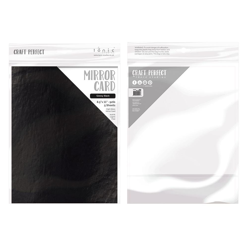 Glossy Black 8.5 x 11 Cardstock (Set of 8 sheets)