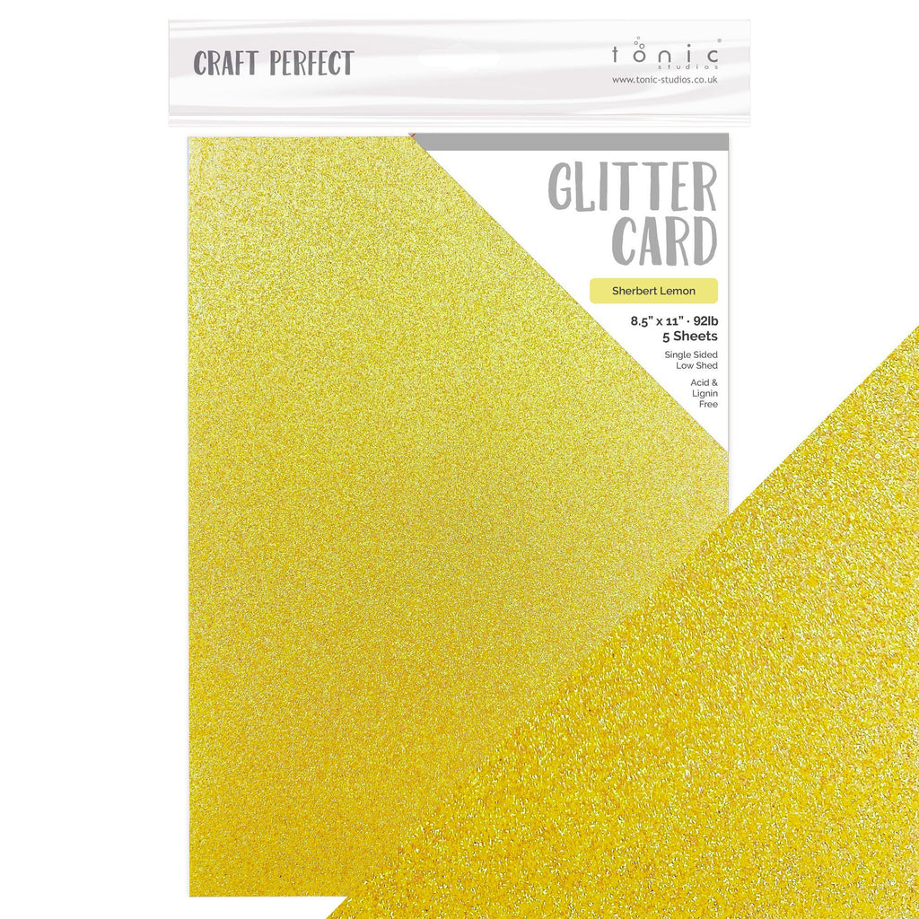 8.5x11 Sherbet Lemon Glitter Cardstock (5 pack) - 9976e