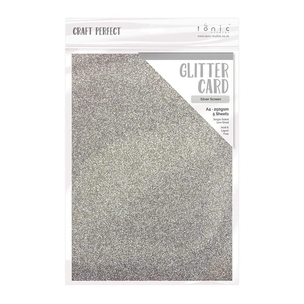 Craft Perfect A4 Glitter Card Silver Screen
