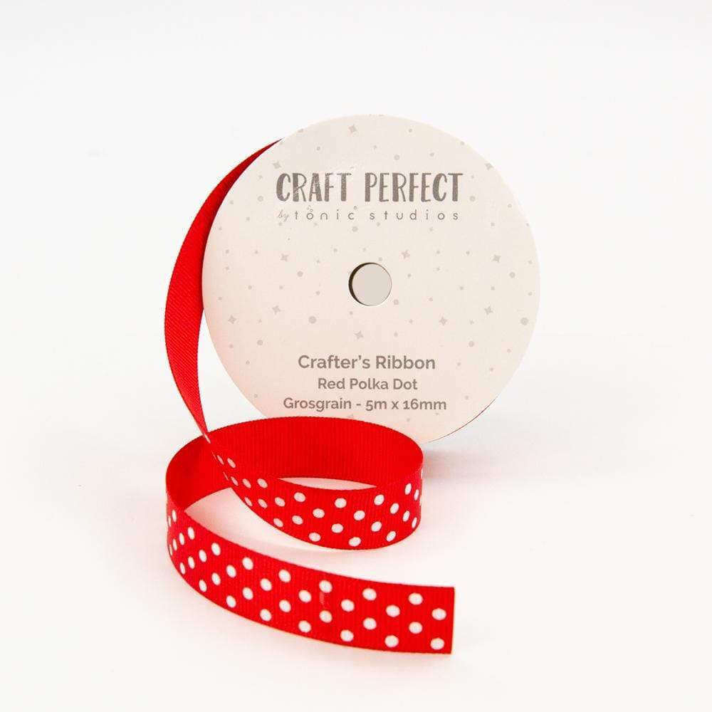 Craft Perfect Ribbon Craft Perfect - Ribbon - Dotted Grosgrain - Red Polka Dot - 8981E