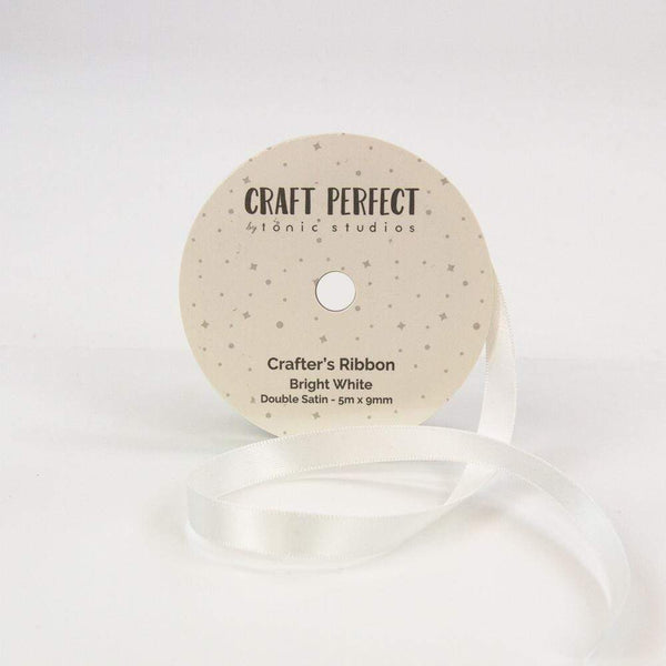 Craft Perfect Ribbon Craft Perfect - Ribbon - Double Face Satin - Bright White - 9mm - 8977E