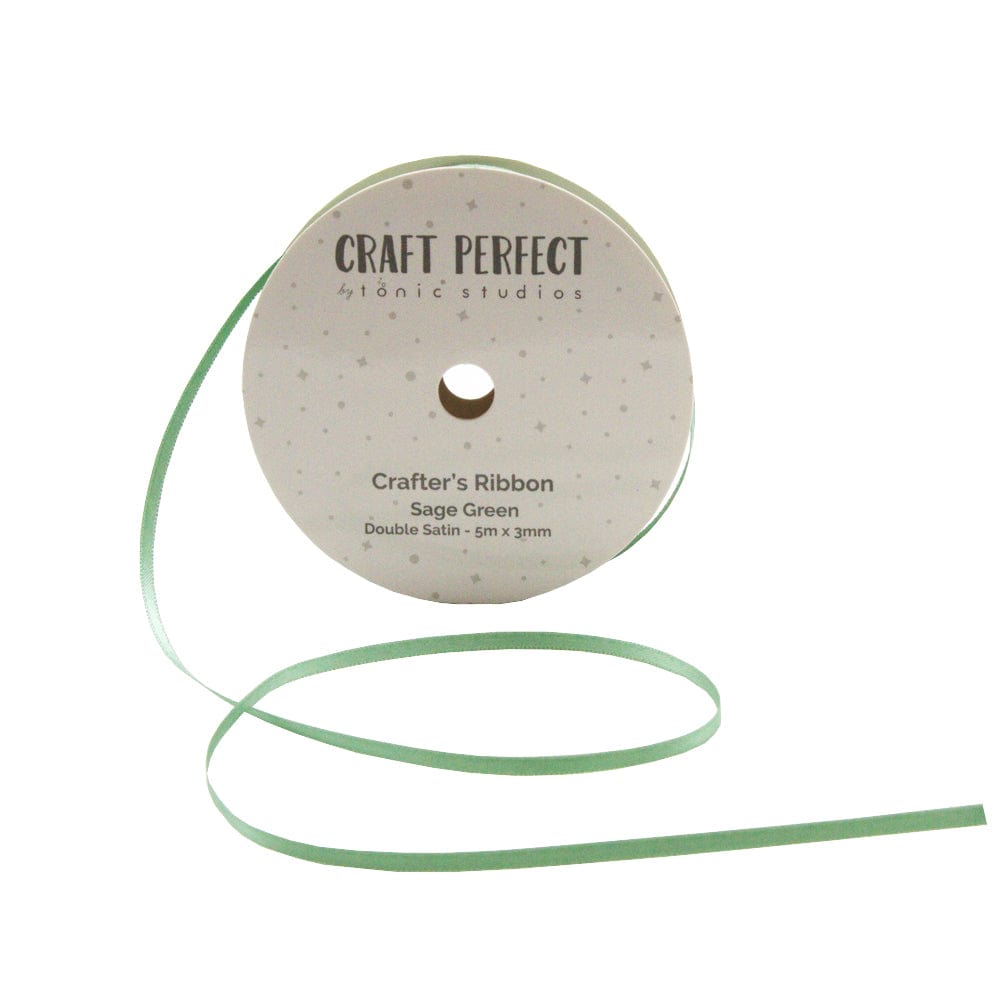 Craft Perfect Double Face Satin Ribbon 3Mmx5m-Sage Green