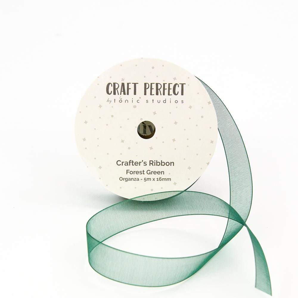 Craft Perfect - Ribbon - Organza - Forest Green - 8982e
