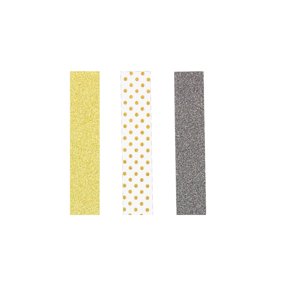 Hapy Shop 3 Rolls Gold Glitter Tape,Gold Glitter Washi Tape 15mm by 5m,Total 15m/17.5 Yards,for Scrapbook,Crafting