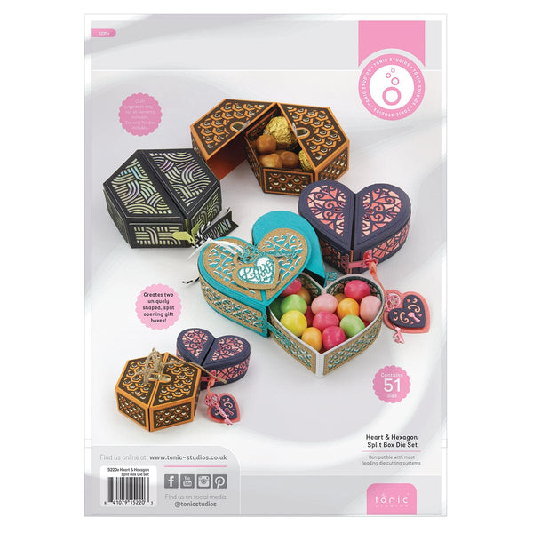 Tonic Studios Die Cutting Heart & Hexagon Split Box Die Set - 5220e