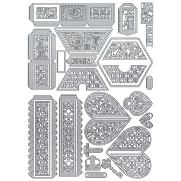 Tonic Studios Die Cutting Heart & Hexagon Split Box Die Set - 5220e